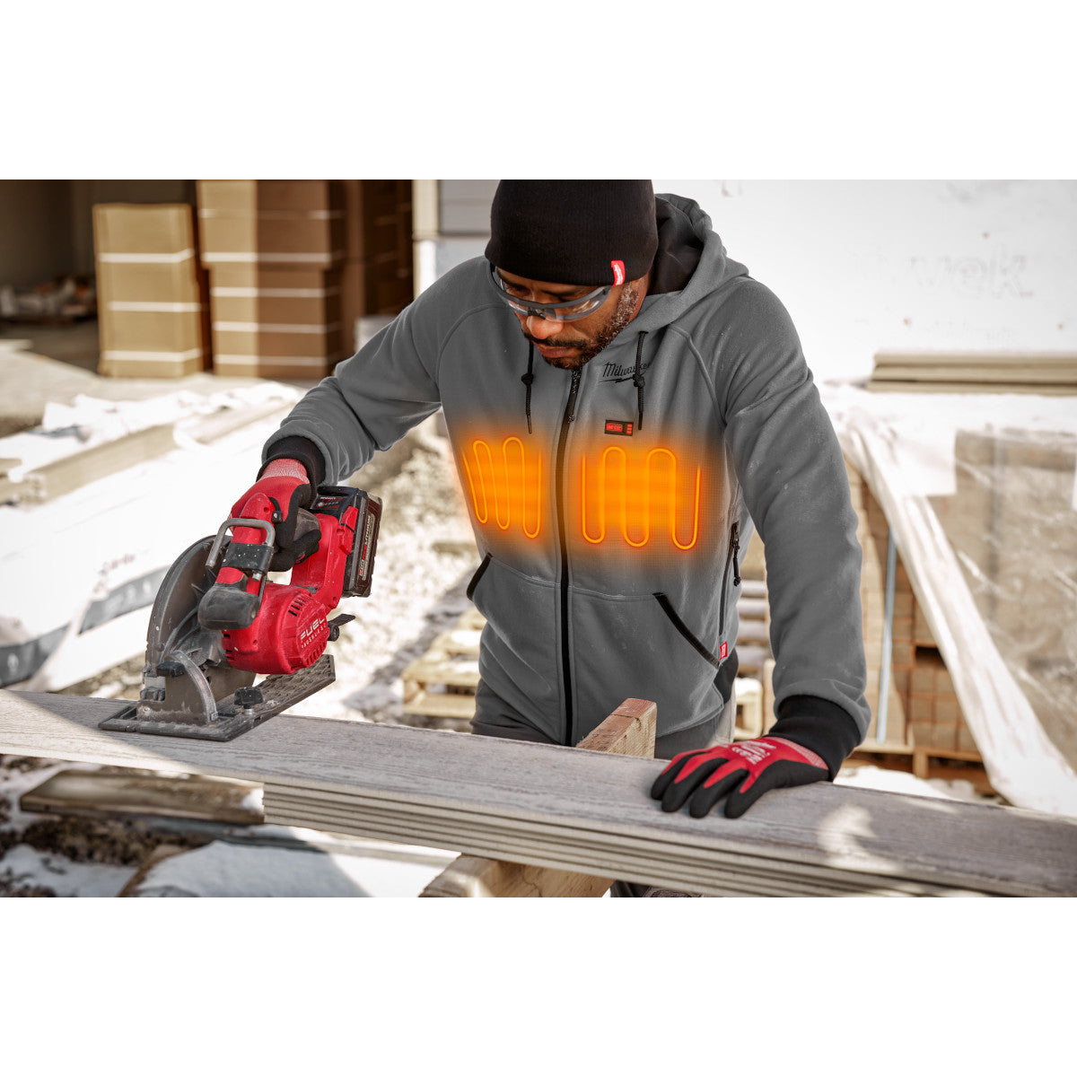 Milwaukee 306G-20M - M12™ Beheizter Kapuzenpullover, Grau, Größe M