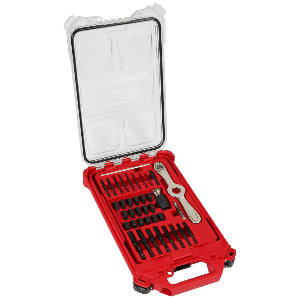 Milwaukee 49-22-5604 - Jeu de tarauds et filières SAE PACKOUT™ 38 pièces avec manche Hex-LOK™ 2 en 1