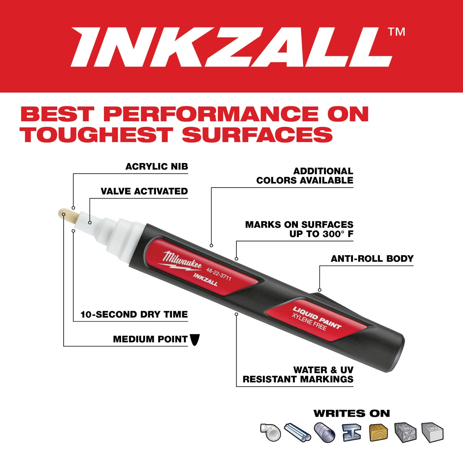 Milwaukee 48-22-3771 - Marqueur peinture orange INKZALL™