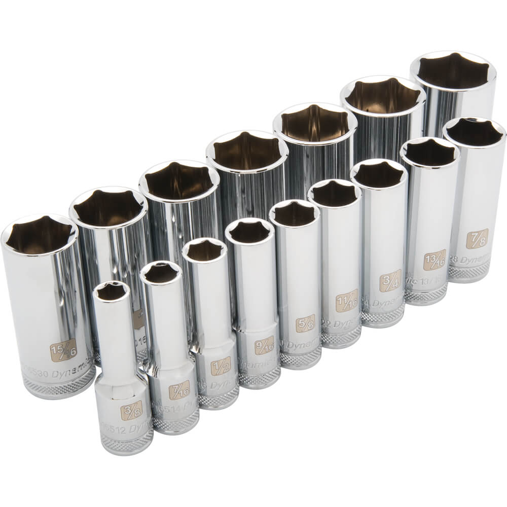 Dynamic 16 Piece 6 Point Deep SAE Socket Set