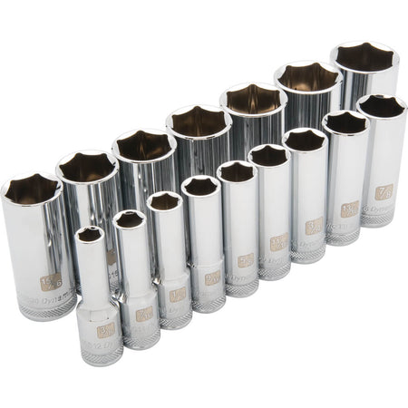 DYNAMIC GT-D018001 - 16 Piece 6 Point Deep SAE Socket Set