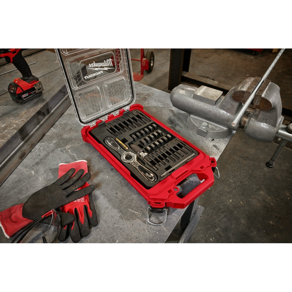 Milwaukee 49-22-5603 - Jeu de 38 tarauds et filières métriques PACKOUT™ avec poignée Hex-LOK™ 2 en 1