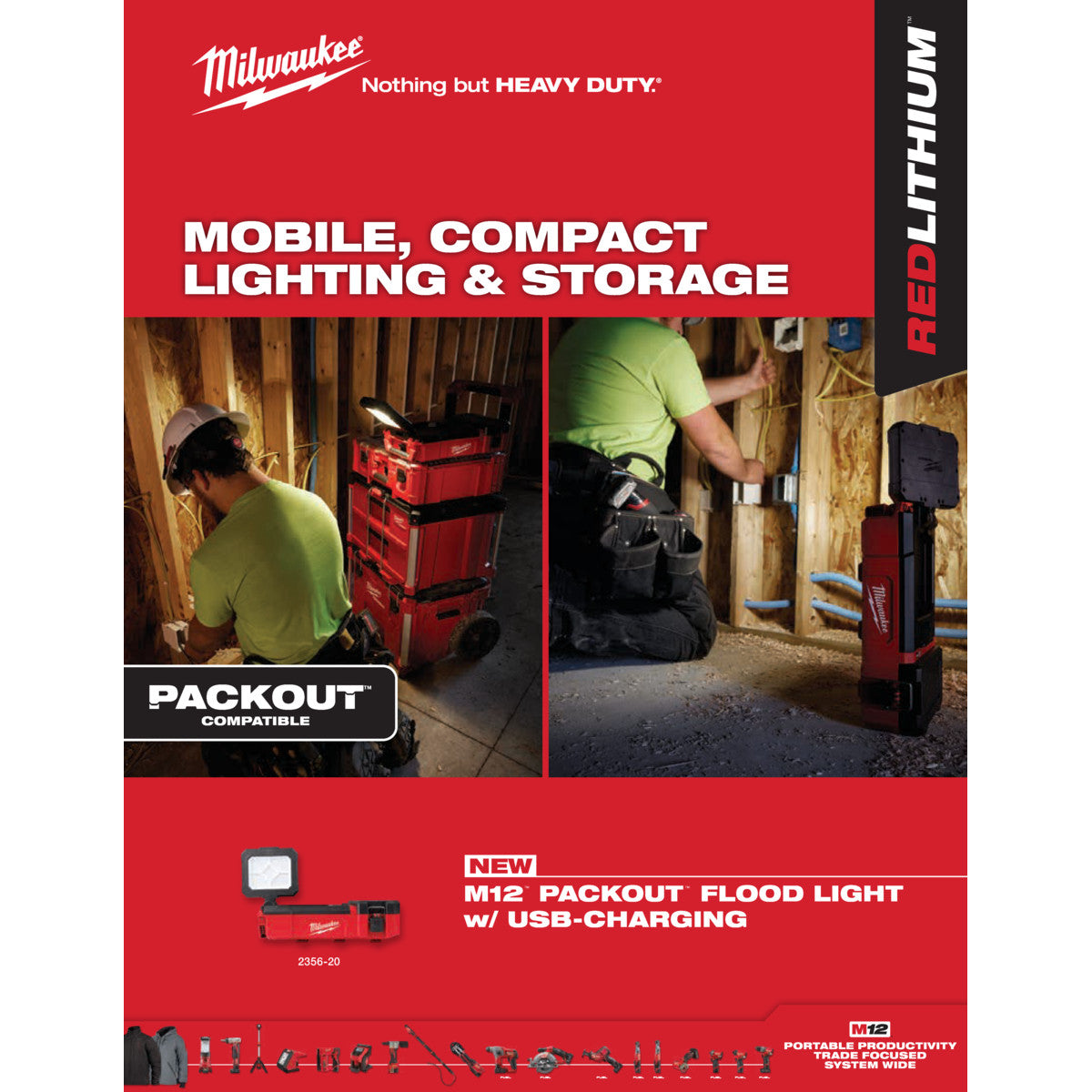 Milwaukee 2356-20 - M12™ PACKOUT™ Flutlicht mit USB-Aufladung