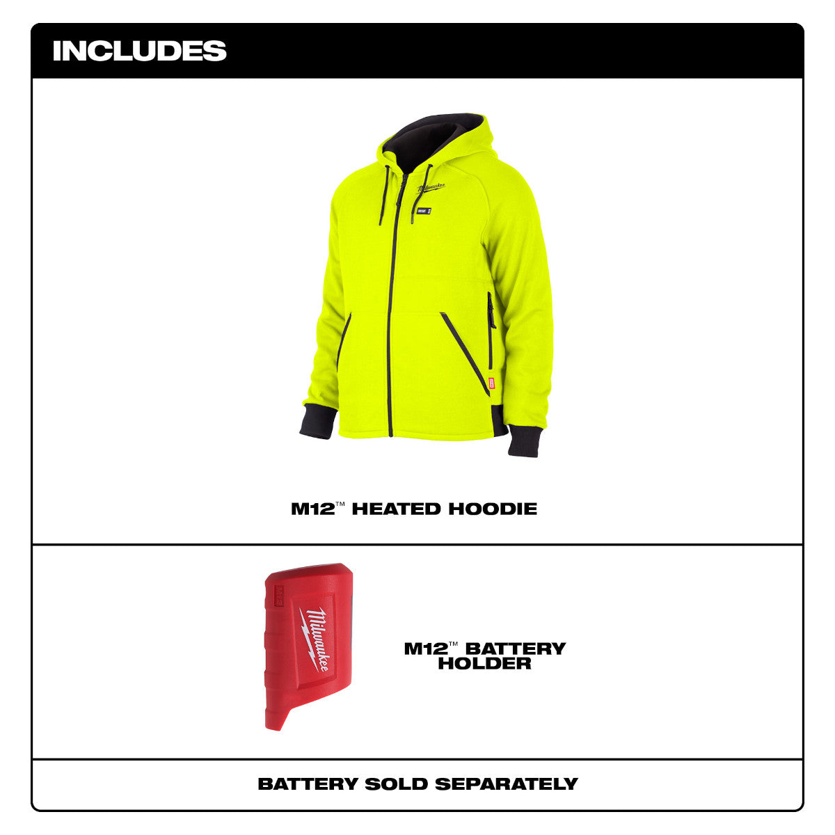 Milwaukee 306HV-202X - M12™ Beheizter Hoodie Hi-Vis 2X