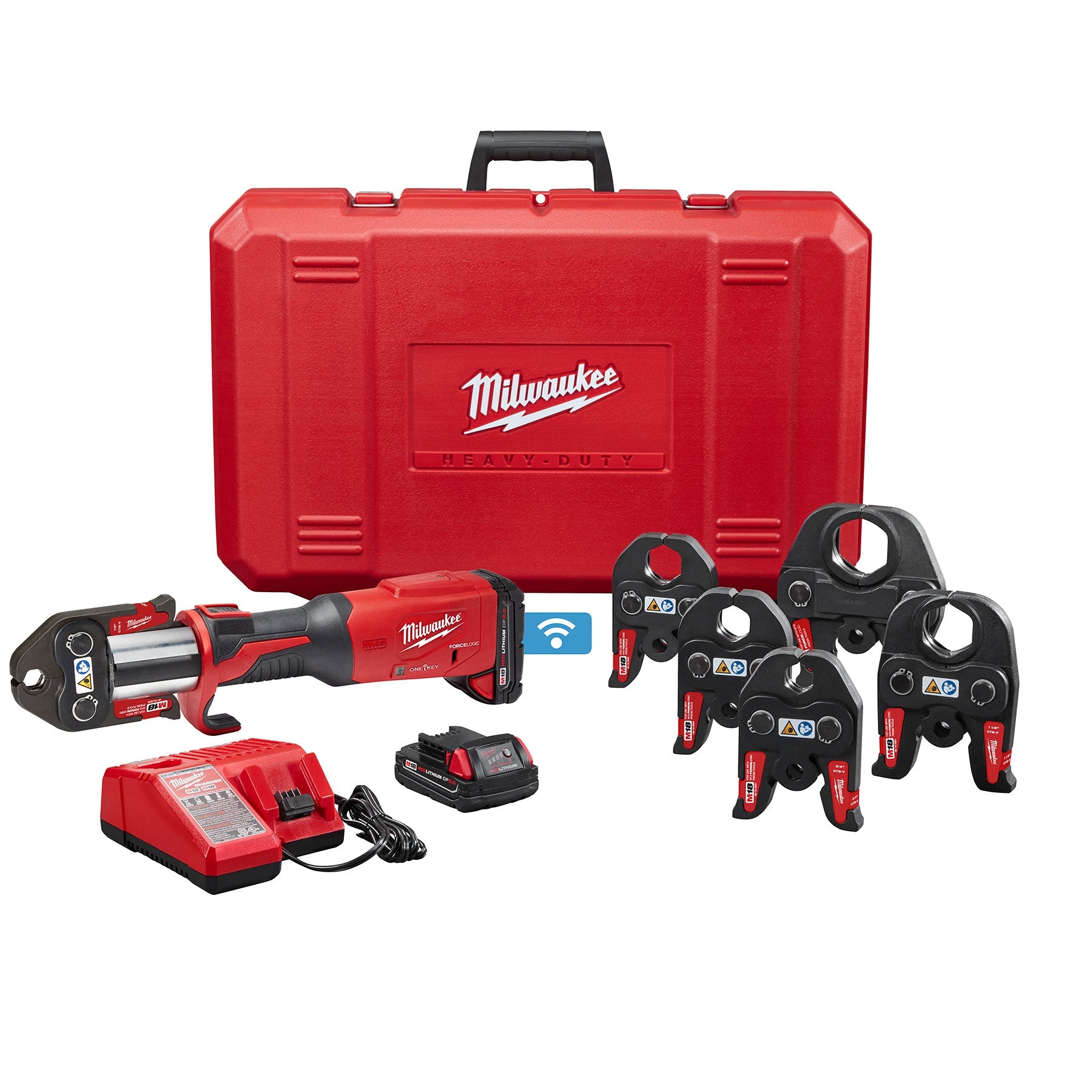 Milwaukee 2922-22 - Outil de presse M18™ FORCE LOGIC™ avec ONE-KEY™ et mâchoires CTS 1/2"-2"