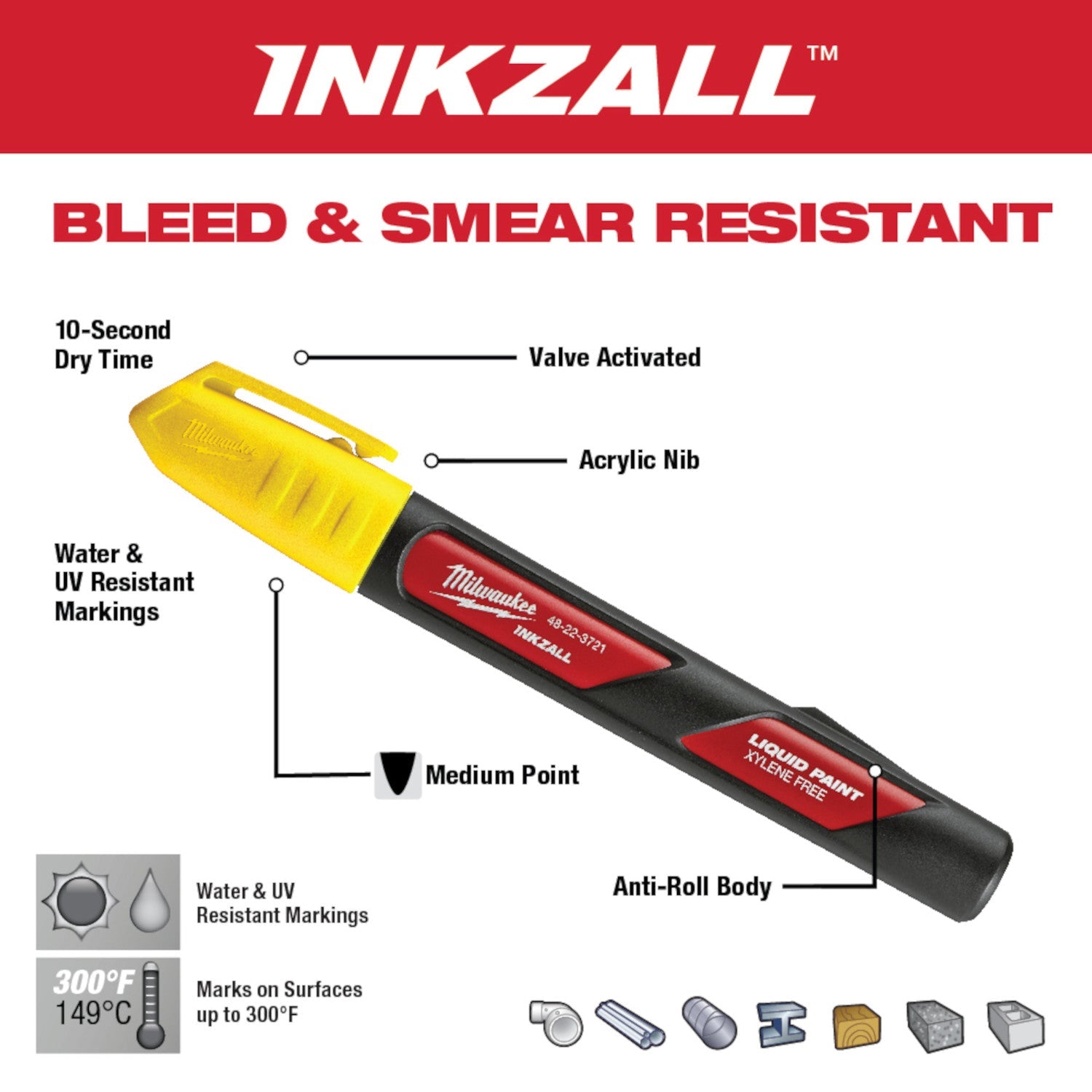 Milwaukee 48-22-3771 - INKZALL™ Orange Paint Marker