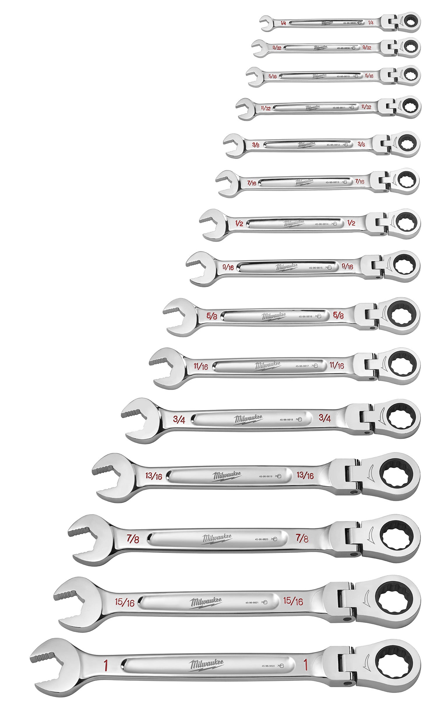 Milwaukee 48-22-9413 - 15pc SAE Flex Head Ratcheting Combination Wrench Set