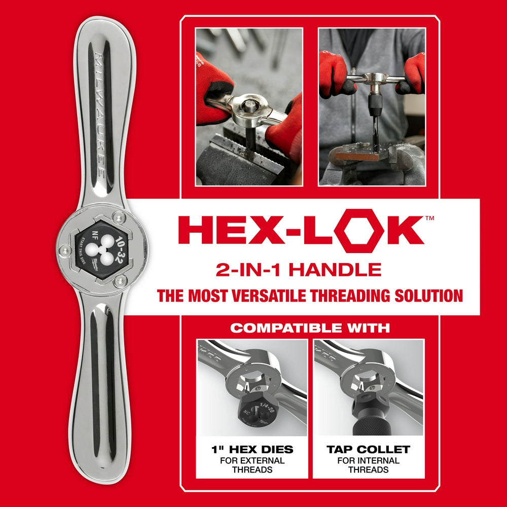 Milwaukee 49-22-5603 - Jeu de 38 tarauds et filières métriques PACKOUT™ avec poignée Hex-LOK™ 2 en 1