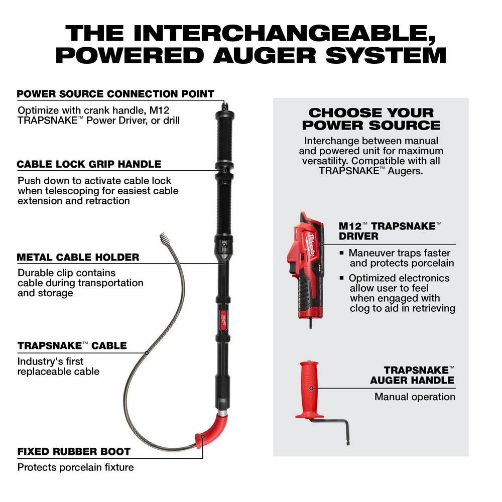 Milwaukee 3576-21 - M12™ TRAPSNAKE™ 6' Toilet Auger