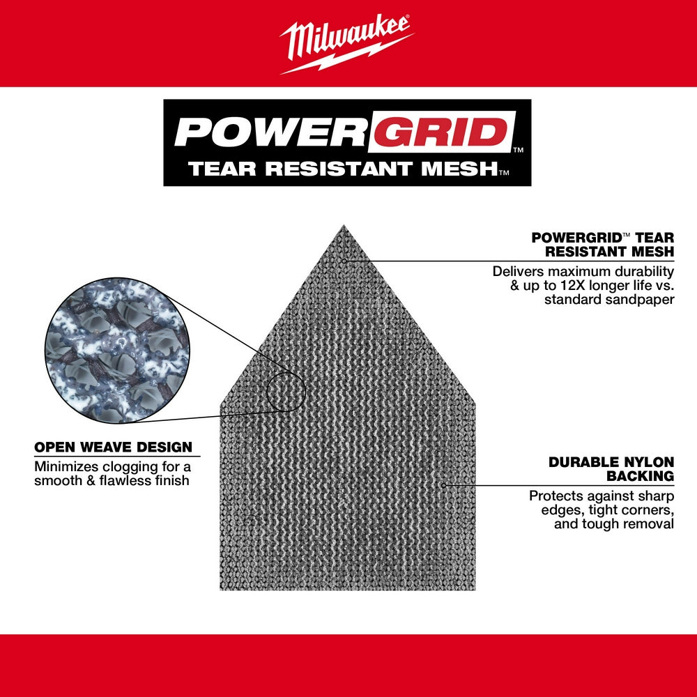 Milwaukee 48-80-5220 - Feuilles abrasives à mailles grain 220 pour ponceuse orbitale de précision M12 FUEL™, paquet de 12