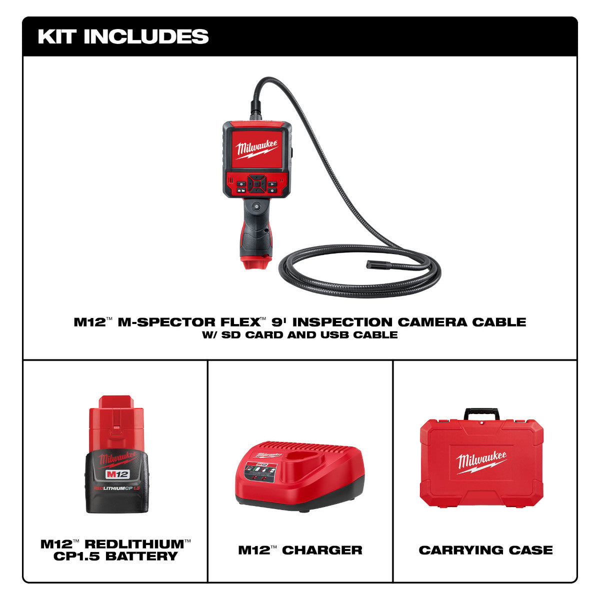 Milwaukee 2316-21 - Ensemble flexible M12™ M-Spector™ de 2,7 m