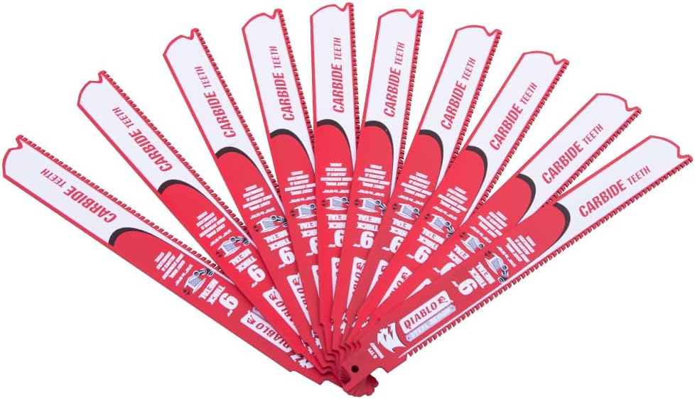DIABLO DS0908CF10C - 9" 8TPI Carbide Steel Demon Recip Blade for Thick Metal (10pk)