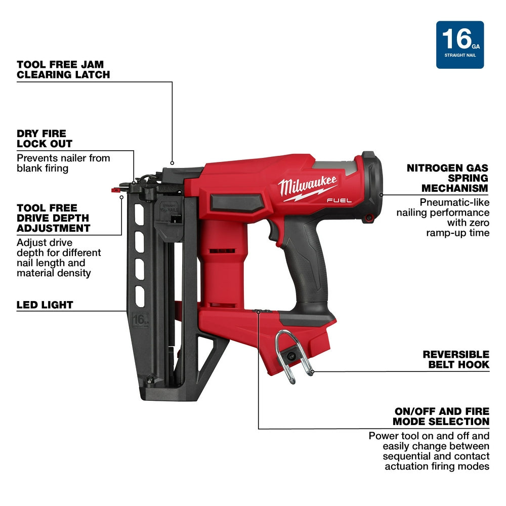 Milwaukee 3020-20 - Cloueuse de finition droite M18 FUEL™ calibre 16