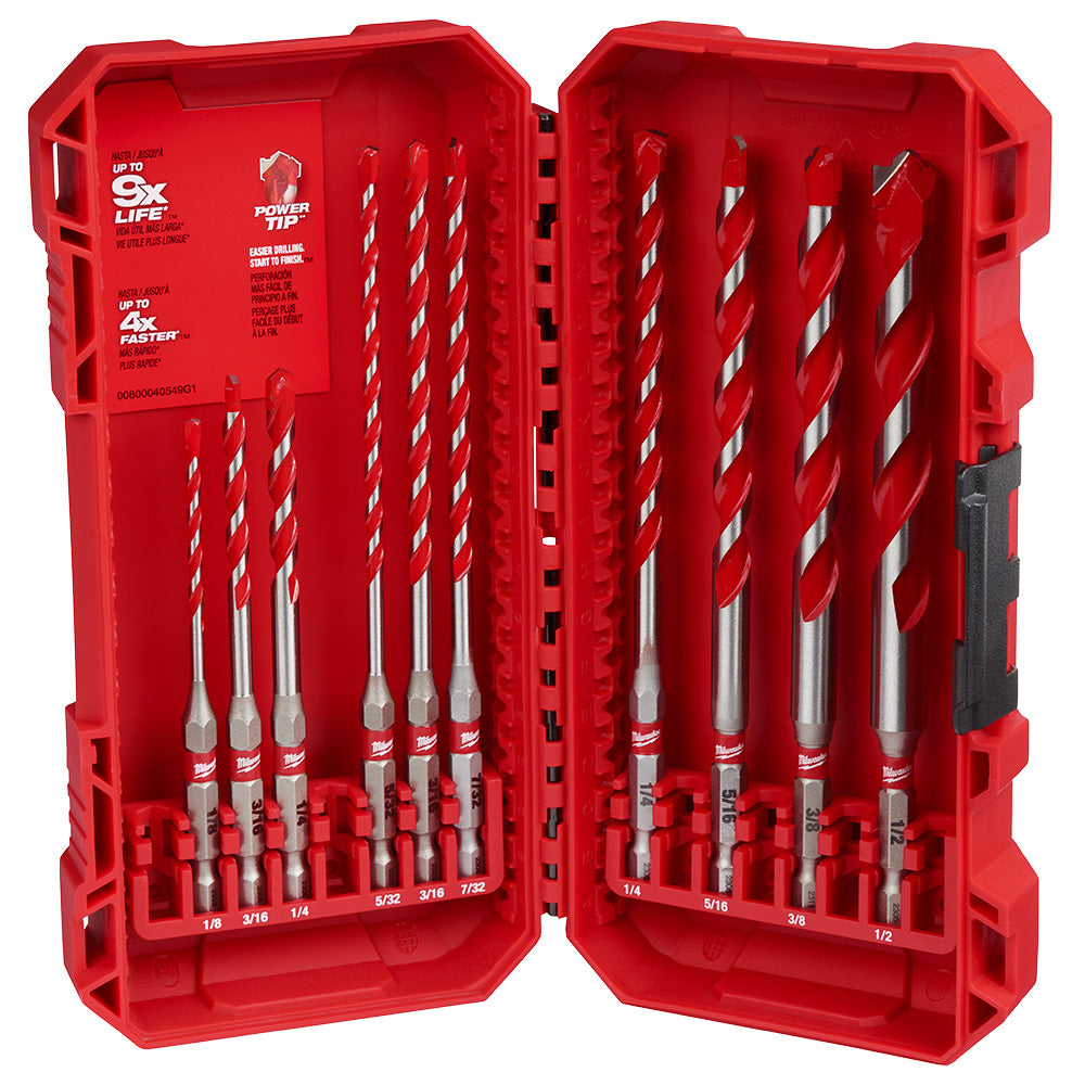 Milwaukee 48-20-9058 – 10-teiliger SHOCKWAVE Impact Duty™ Hartmetall-Hammerbohrersatz