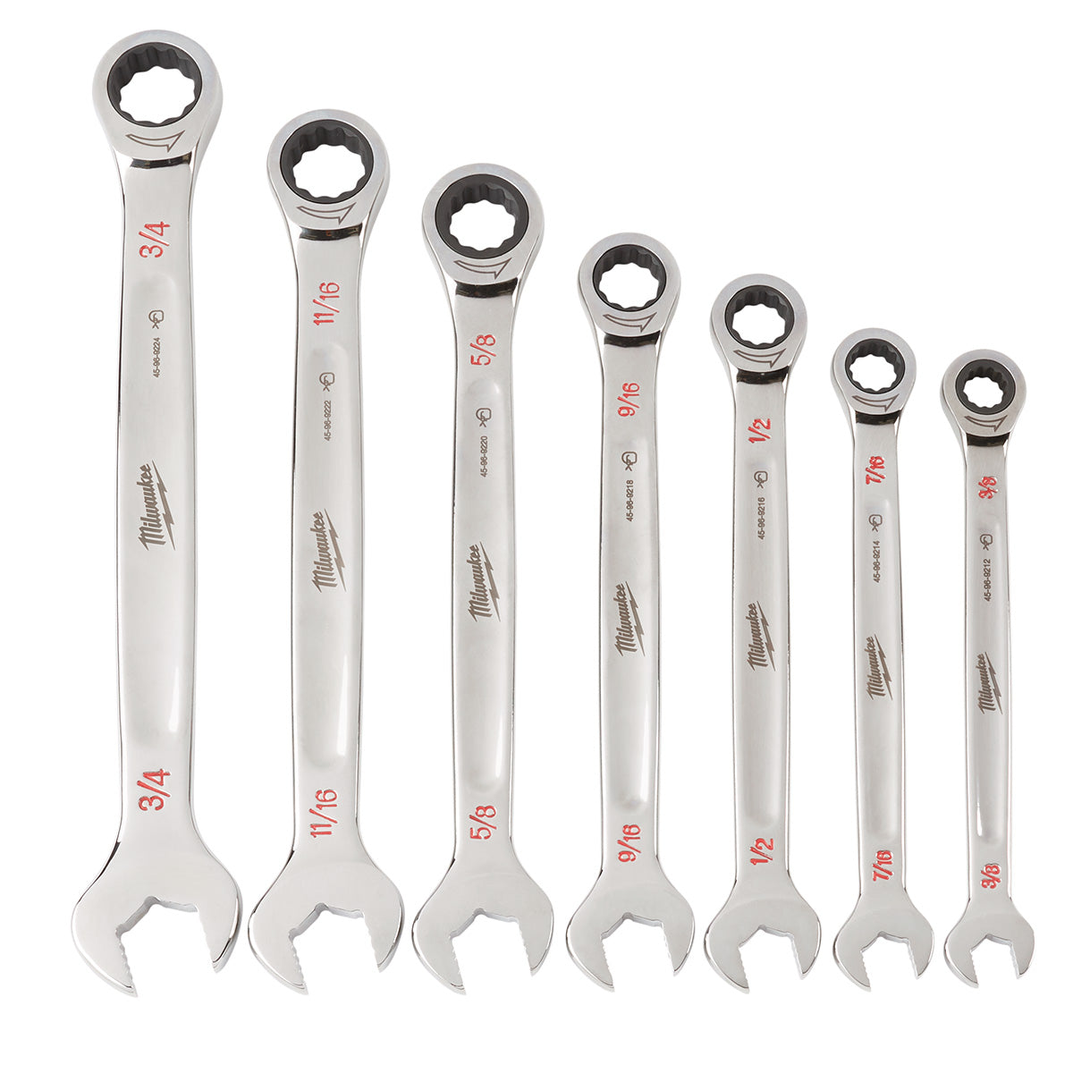 Milwaukee 48-22-9406 - 7pc Ratcheting Combination Wrench Set - SAE