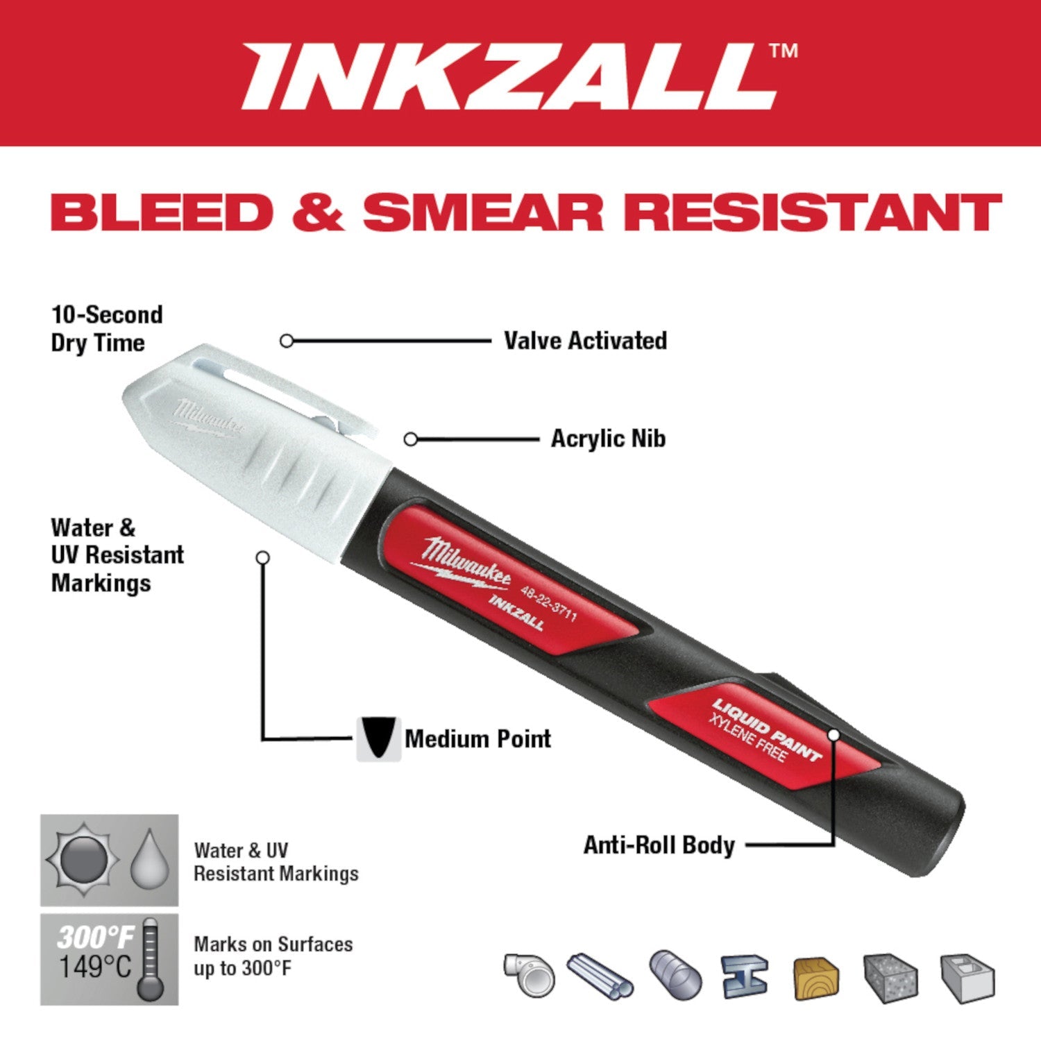 Milwaukee 48-22-3771 - INKZALL™ Orange Paint Marker