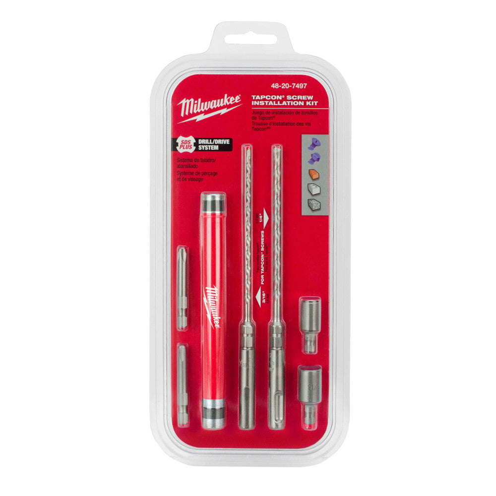 Milwaukee 48-20-7497 - 7pc. SDS Plus M/2™ 2-Cutter Concrete Screw Install Kit