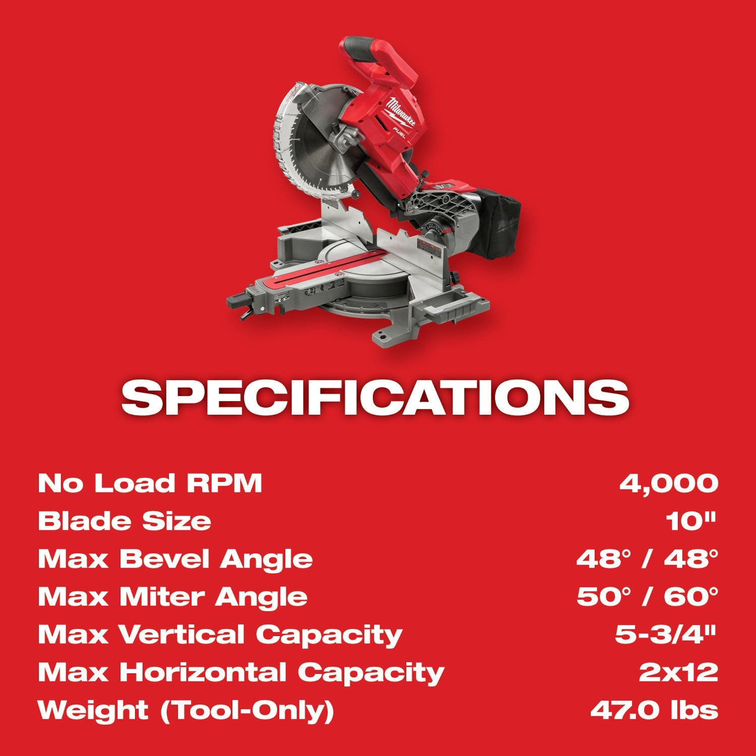 Milwaukee 2734-21 - Scie à onglets combinée coulissante à double biseau M18 FUEL™ 10 po