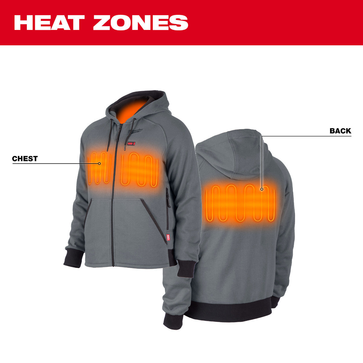 Milwaukee 306G-20M - M12™ Beheizter Kapuzenpullover, Grau, Größe M