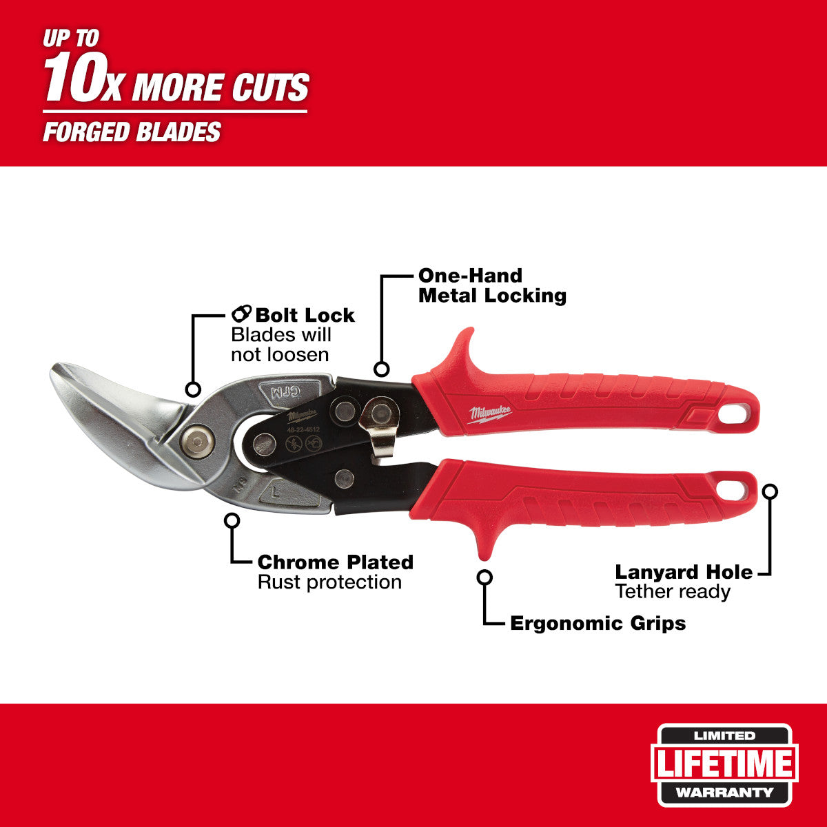 Milwaukee 48-22-4512 - Left Cutting Offset Aviation Snips