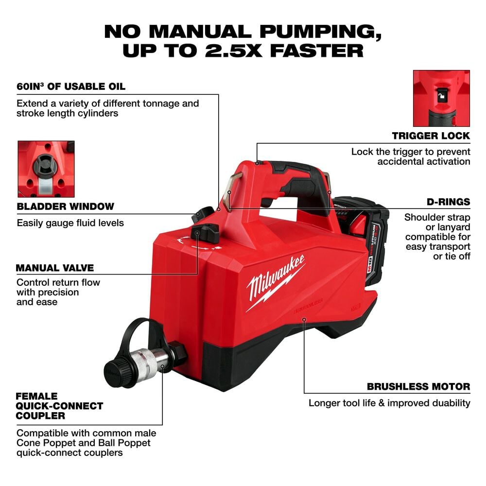 Milwaukee 3120-21 - M18™ Brushless Single Acting 60in3 10,000psi Hydraulic Pump