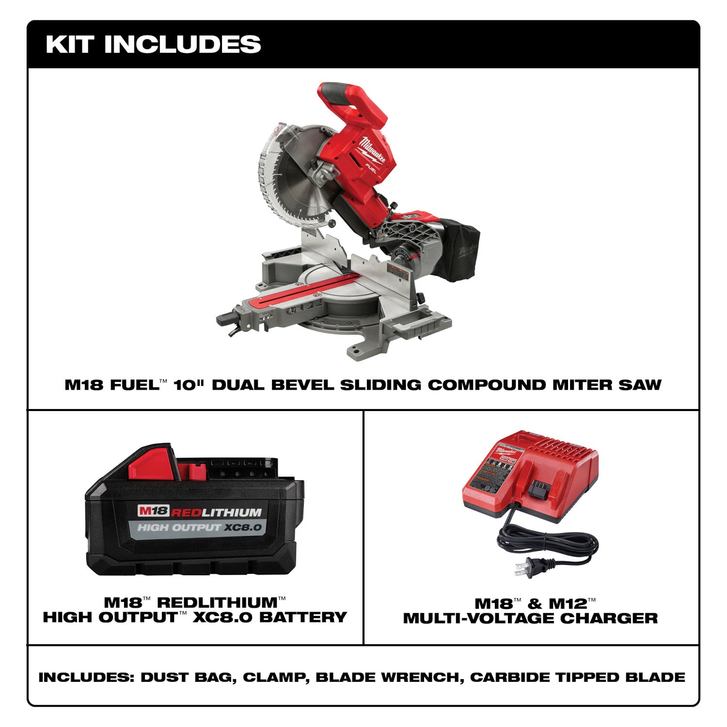 Milwaukee 2734-21 - Scie à onglets combinée coulissante à double biseau M18 FUEL™ 10 po