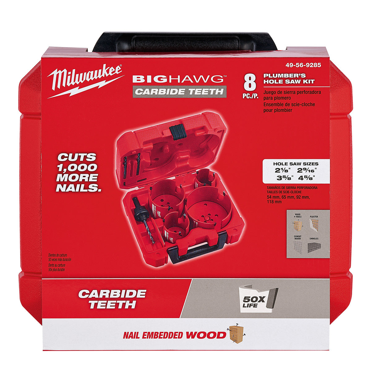 Milwaukee 49-56-9285 - Kit de 8 forets BIG HAWG™ avec dents en carbure