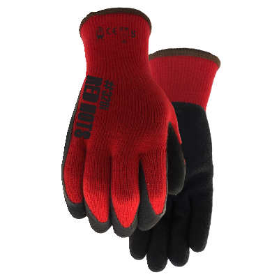 Watson 320I-L Size 9 Red Hots Sandy Rubber Latex Palm Coated Fleece Lined Winter Glove - wise-line-tools