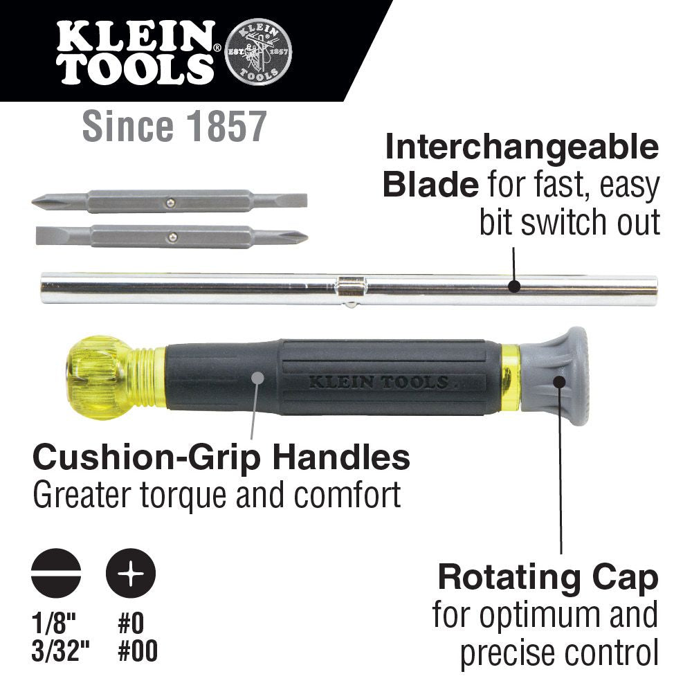 Klein 32581  -  Multi-Bit Electronics 4-in-1 Screwdriver - Phillips & Slotted