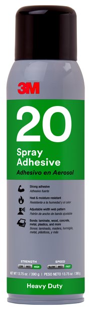 3M™ Heavy Duty 20 Spray Adhesive, clear, 13.8 oz.