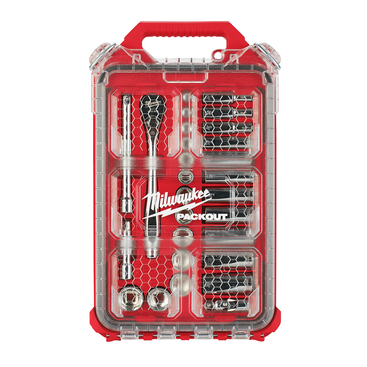 Milwaukee 48-22-9481 3/8” Drive 28pc Ratchet & Socket Set with PACKOUT™ Low-Profile Compact Organizer - SAE