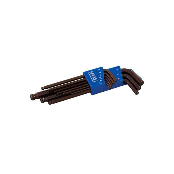 HEX KEY SET BALL LONG ARM S2 9 - wise-line-tools