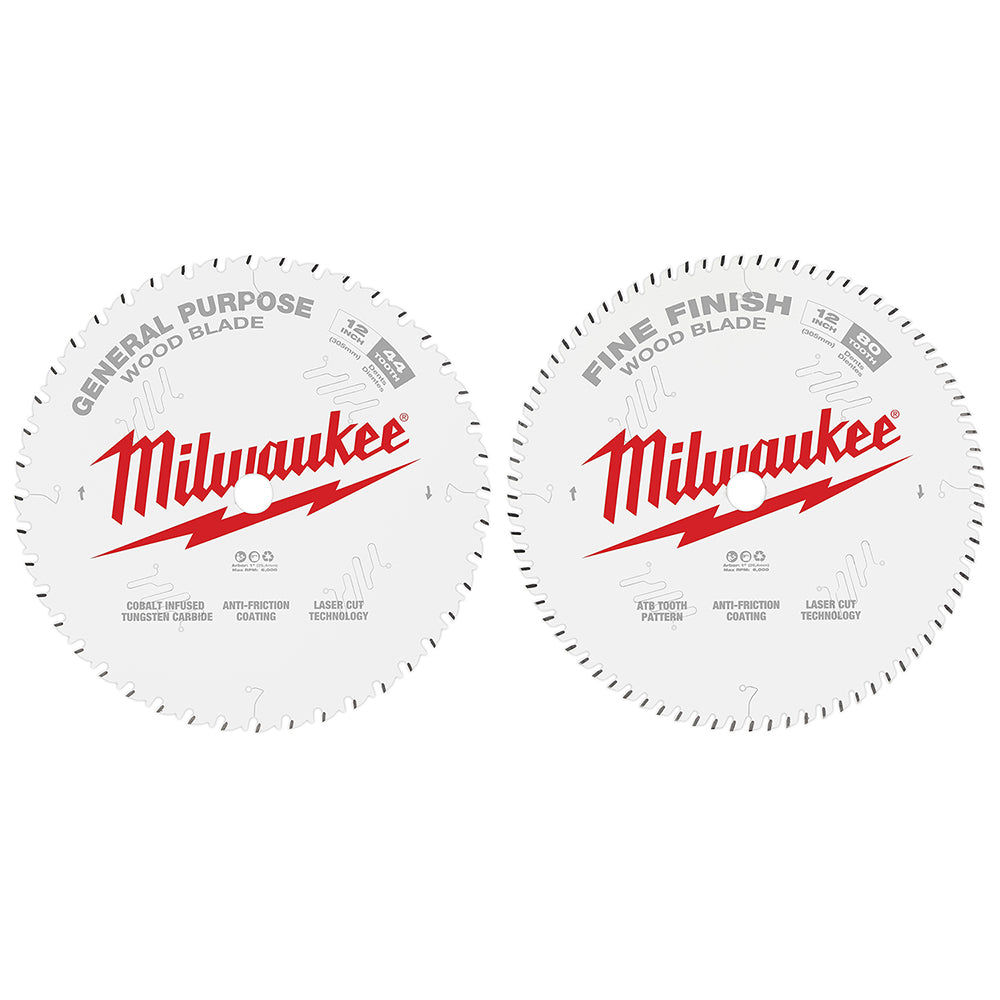 Milwaukee 12 in. 44T + 80T Two Pack Circular Saw Blade