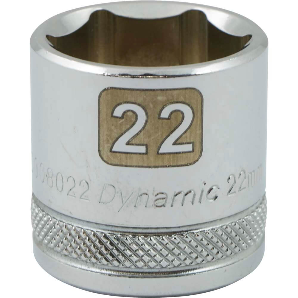 Dynamic 3/8" D 6 PT 22MM Chrome Socket - wise-line-tools