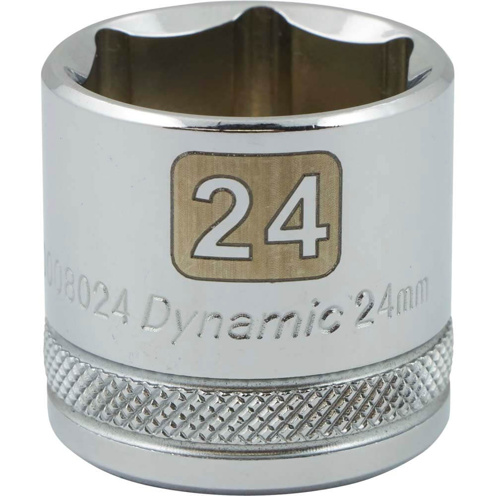 Dynamic 3/8" D 6 PT 24MM Chrome Socket - wise-line-tools