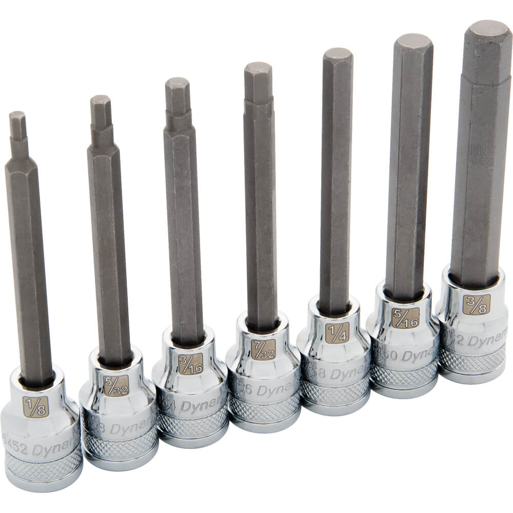 DYNAMIC 3/8" D 7 PC SAE LONG HEX SKT SET - wise-line-tools