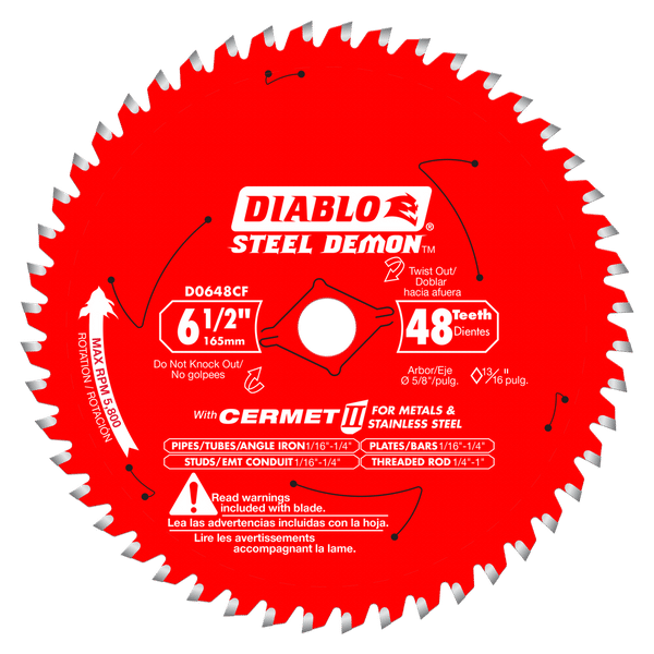 Diablo D0648CFA  -  6 1/2'' x 48T Cermet steel Saw Blade