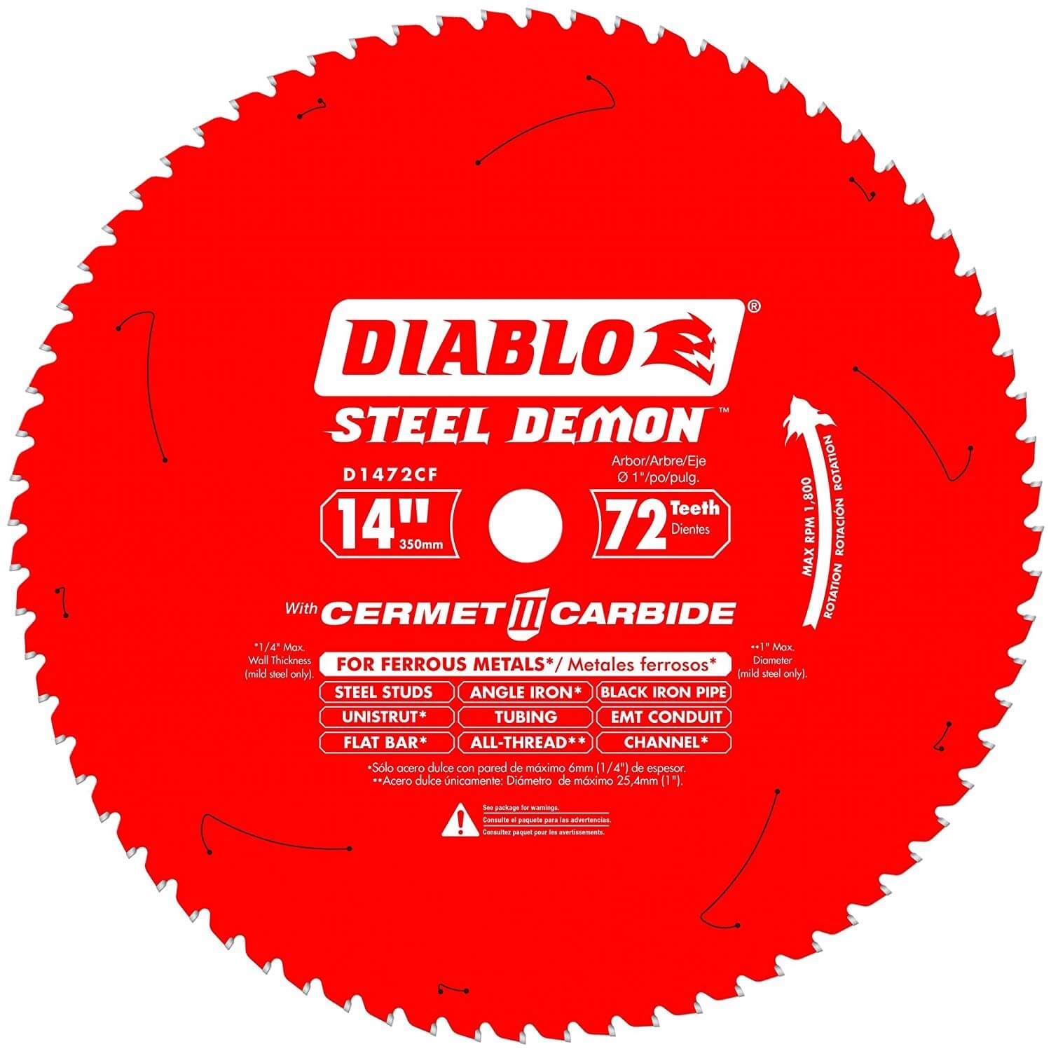 Diablo D1472CF 14-inch Steel Demon 72T Cermet II Carbide Ferrous Metal Saw Blade - wise-line-tools