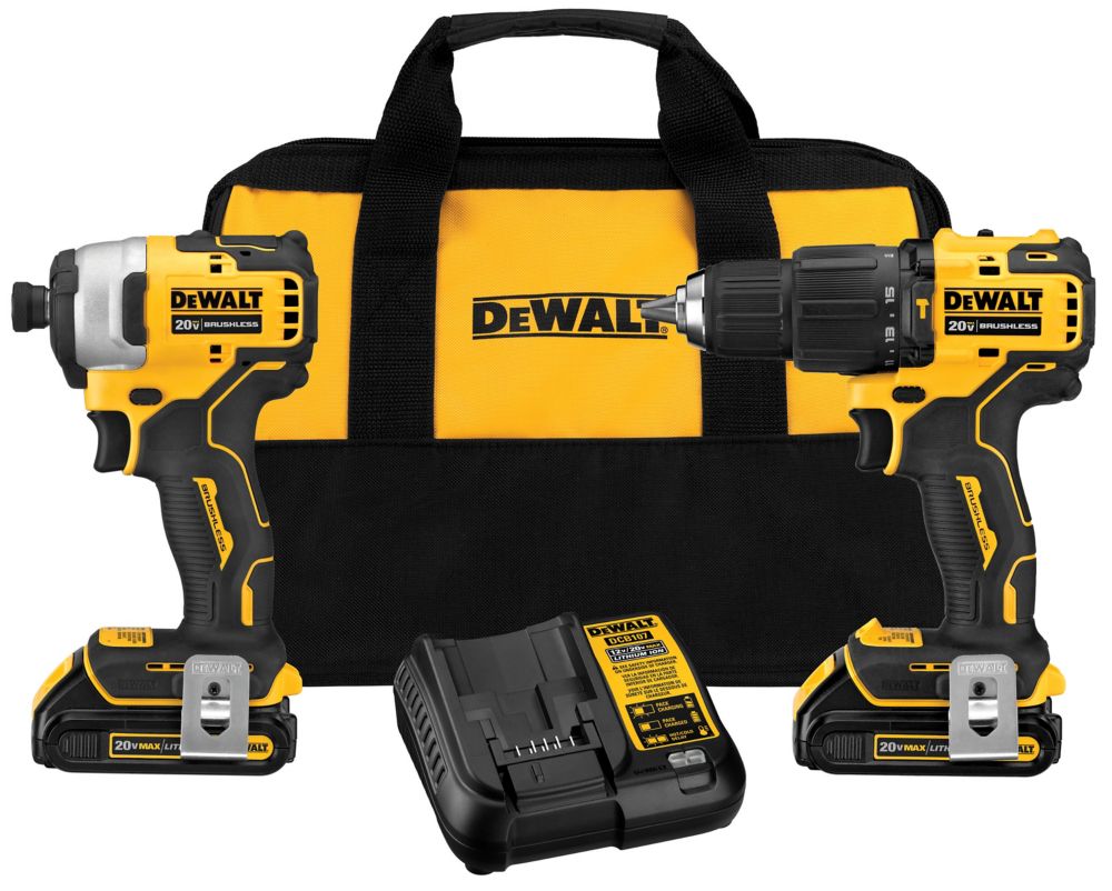 DEWALT Atomic DCK279C2 - 20V MAX Brushless Sub Compact Hammerdrill/Impact Driver Combo Kit w/ 2 Batteries - wise-line-tools