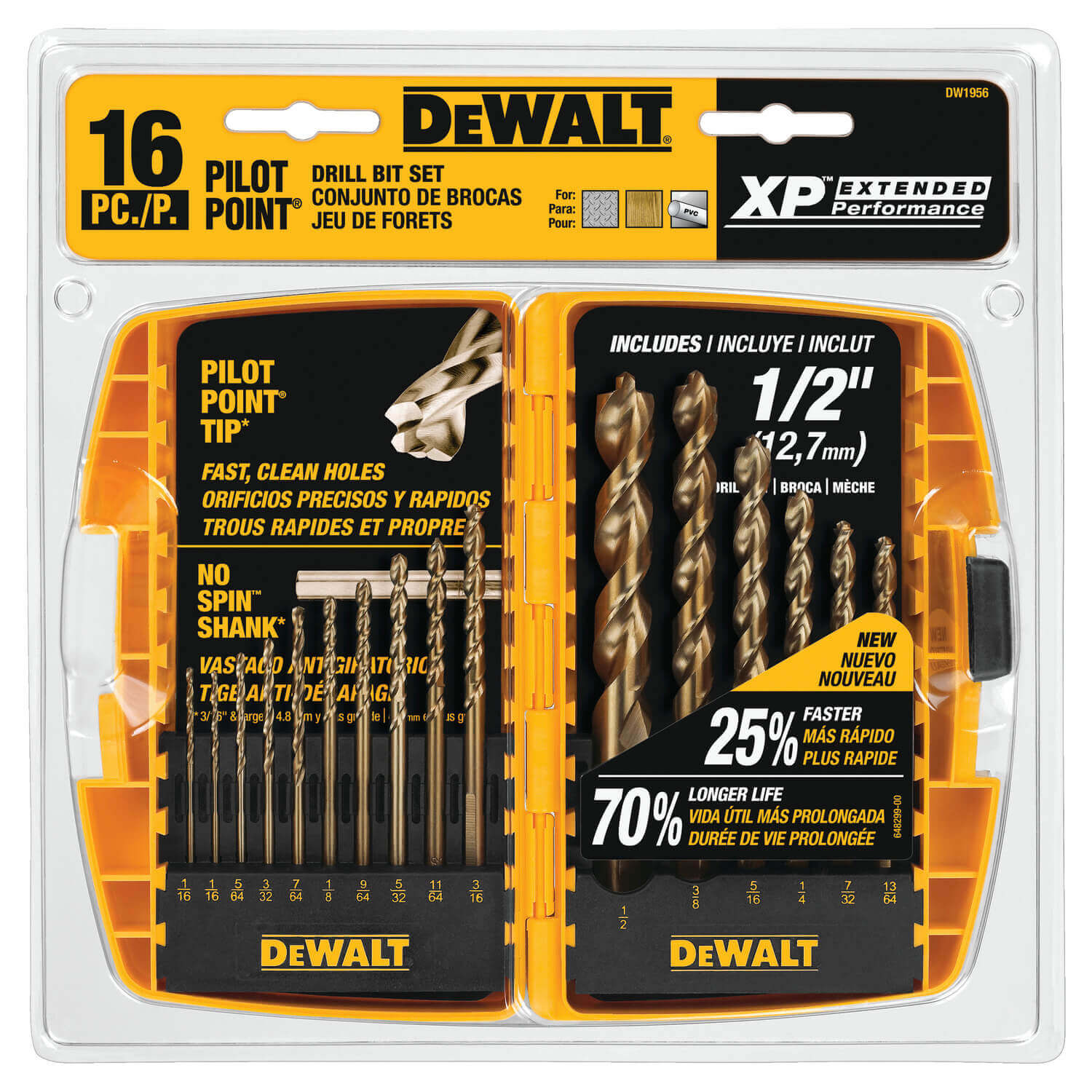 DEWALT DW1956 Pilot Point 16-Piece Twist Drill Bit Assortment - wise-line-tools