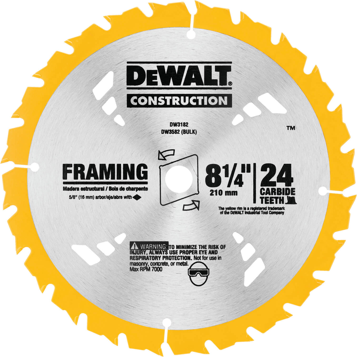 DEWALT DW3182 Series 20 8-1/4-Inch 24 Tooth ATB Framing Saw Blade with 5/8-Inch Arbor - wise-line-tools