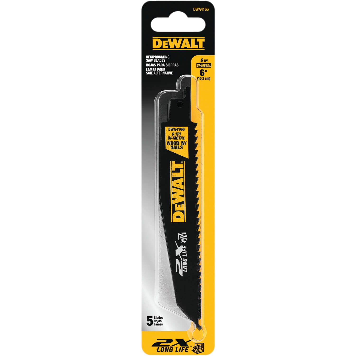DEWALT 6" Wood with Nails Recip Blades 6TPI - wise-line-tools