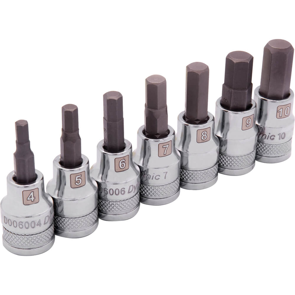 DYNAMIC D010016 - 3/8" D 7 PC MET STD HEX SKT SET DYNAMIC