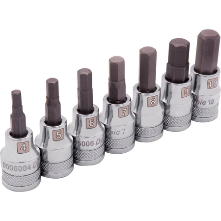 DYNAMIC D010016 - 3/8" D 7 PC MET STD HEX SKT SET DYNAMIC