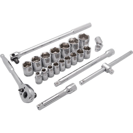 DYNAMIC 1/2" D 22 PC 6 PT STD SAE SKT SET - wise-line-tools