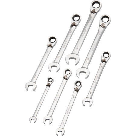 DYNAMIC 8 PC SAE REV COMB RATCHETING WRENCH SET - wise-line-tools