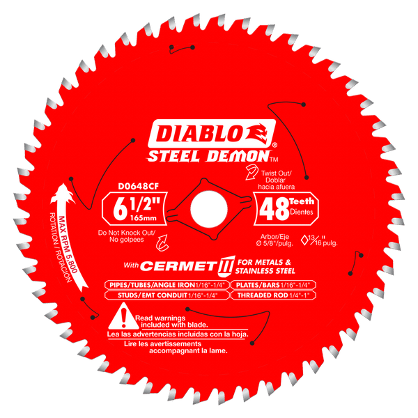 Diablo D0648CFA  -  6 1/2'' x 48T Cermet steel Saw Blade DIABLO