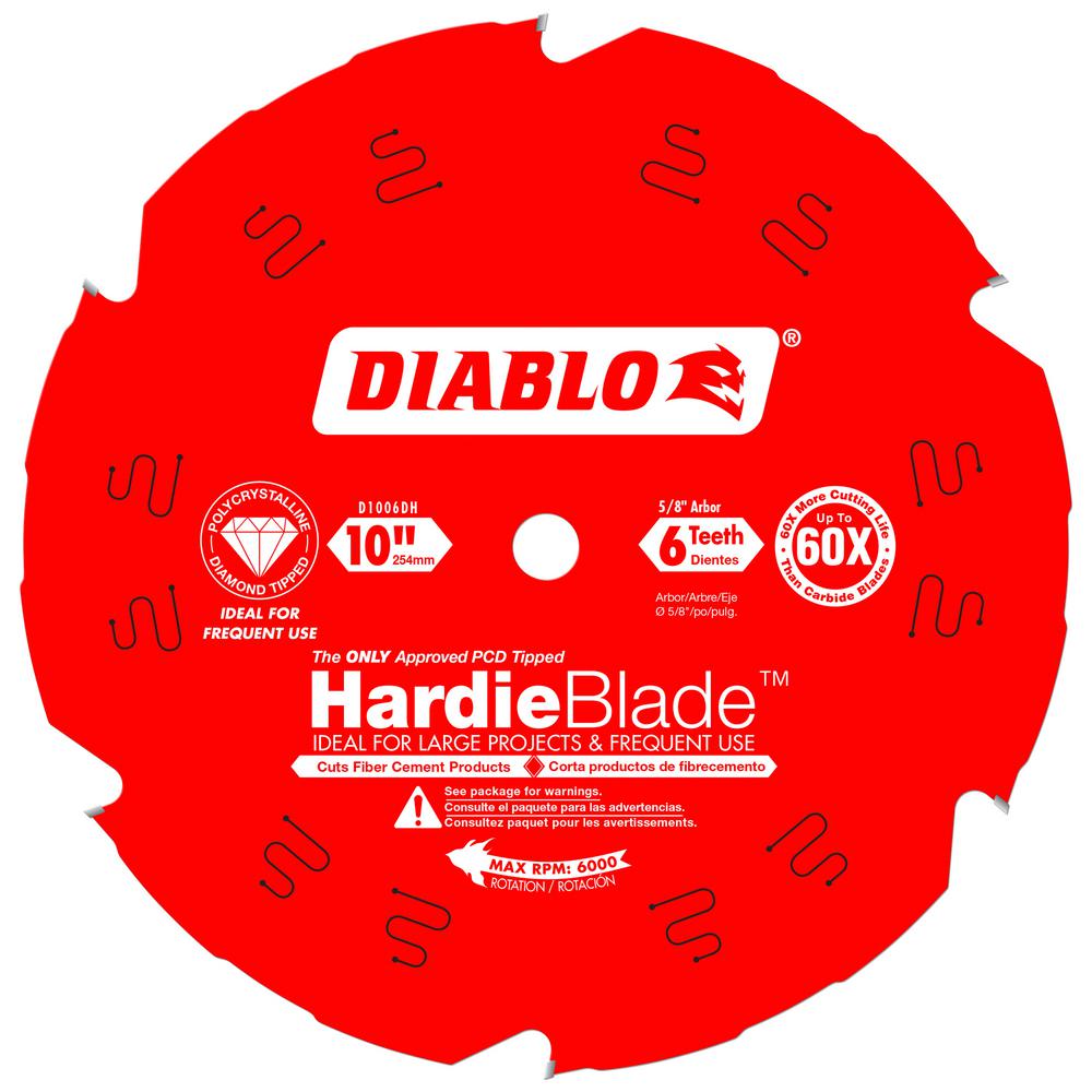 Diablo D1006DH - 10" x 6-Teeth HardieBlade™ Saw Blade for Fiber Cement DIABLO