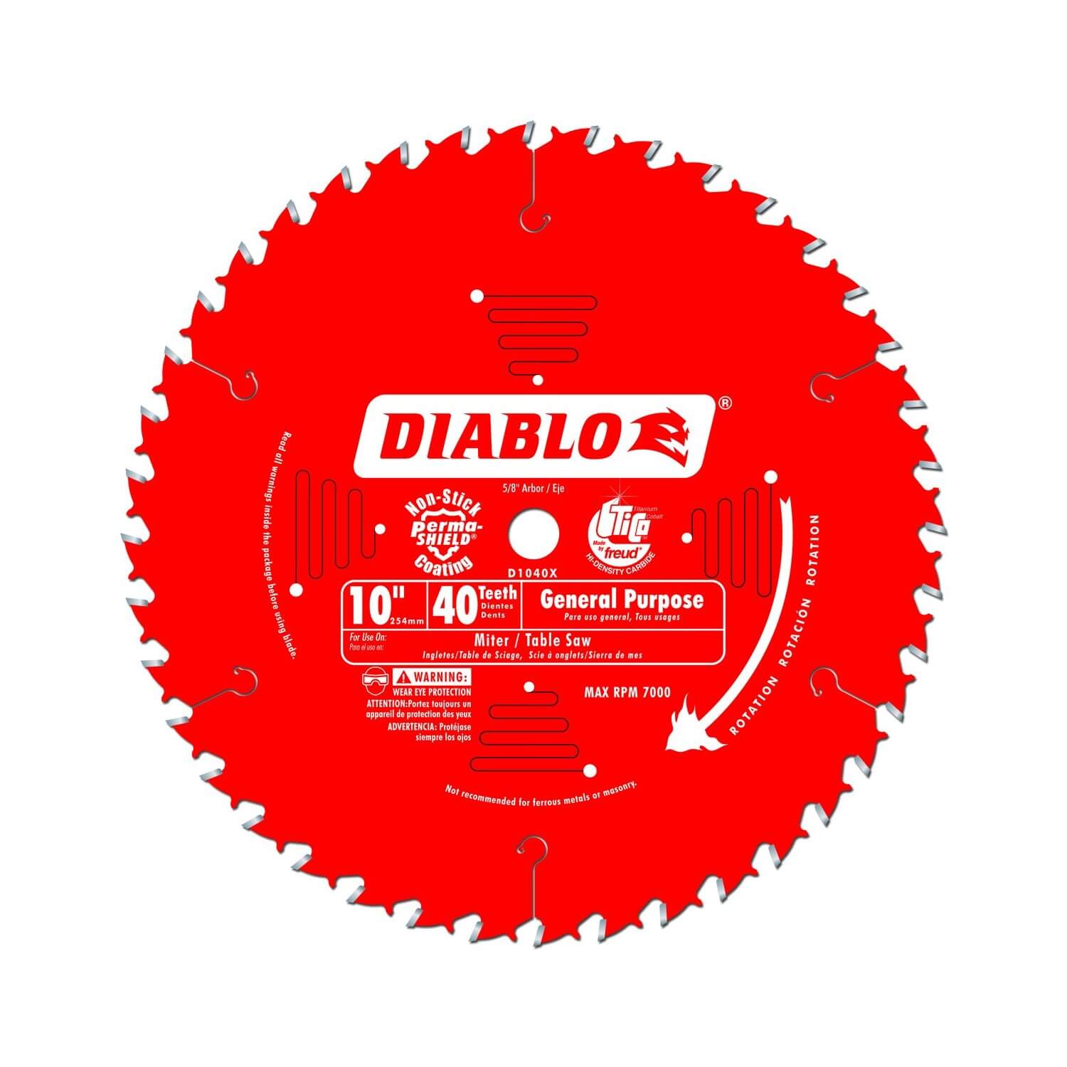 Diablo D1040X - 10" x 40-Teeth General Purpose Saw Blade for Wood DIABLO
