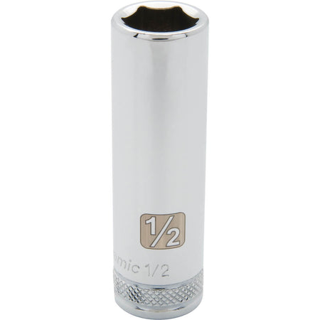 Dynamic 3/8" D 6 PT 1/2" DEEP Chrome Socket - wise-line-tools